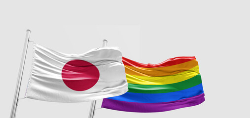 japan and lgbt flags together. gay marriage ban