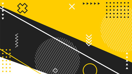 Memphis modern background with black and yellow combination