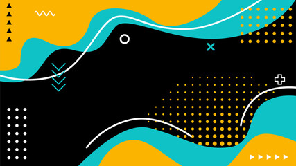 wave modern background with halftone and memphis element design