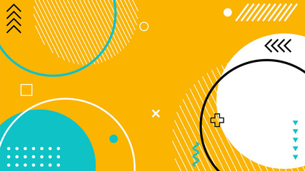 Yellow background with memphis element design