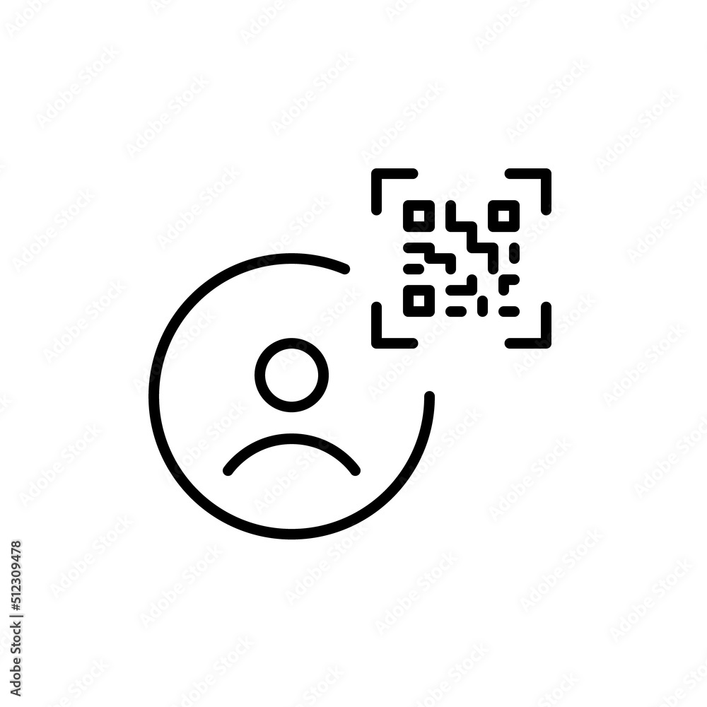 Poster qr code for a user profile access. pixel perfect, editable stroke line icon