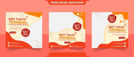 Tasty food delicious restaurant menu promotion for social media post square poster flyer banner template