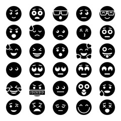Glyph icons for emoticon emojis.