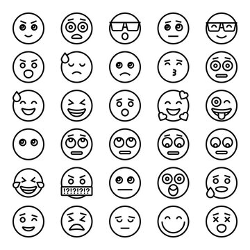 Outline icons for emoticon emojis.