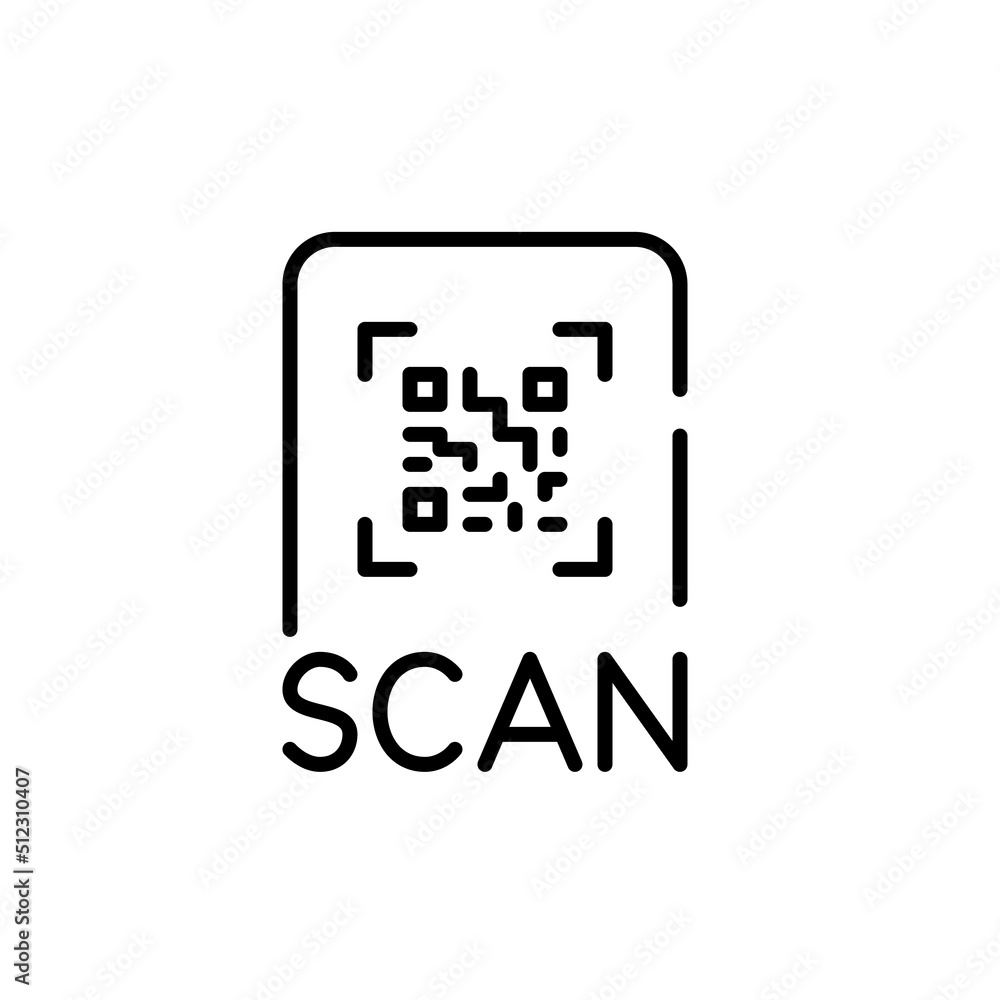 Poster scan a qr code using your smartphone. pixel perfect, editable stroke line icon