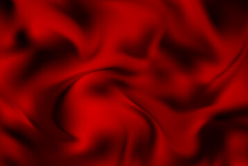 Abstract background with crumpled cloth. Dark red realistic silk texture with empty space. Vector illustration