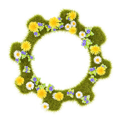 Flowery Grassy Gear Symbol Shape Isolated