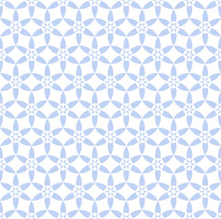 Abstract seamless geometric floral pattern. Blue and white texture.