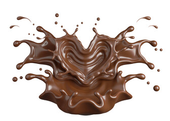 Chocolate splash to heart shape with clipping path , 3D Rendering, 3D illustration