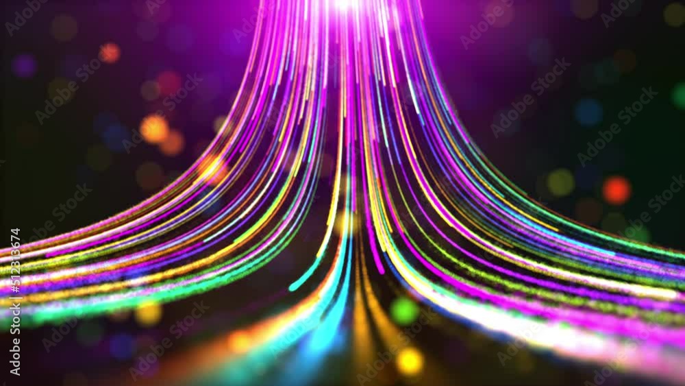 Poster seamless loop lgbtq pride month abstract colorful motion. glow light trail with multi-colour particl