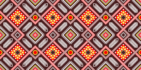 Ethnic tribal seamless pattern geometric boho style for native clothing, embroidery design, traditional fabric, Aztec textile, wrapping, batik, curtain, carpet, background, wallpaper art, illustration