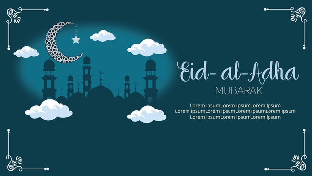 Eid al Adha Mubarak islamic festival web banner template Premium Vector 