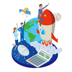 宇宙ビジネスのイメージイラスト © Mono