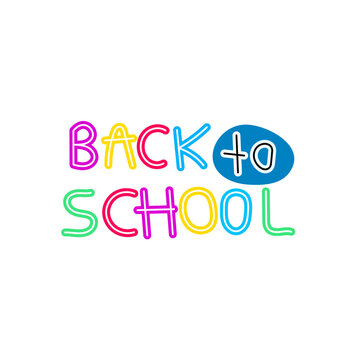 Colorful hand lettering typography back to school illustration 