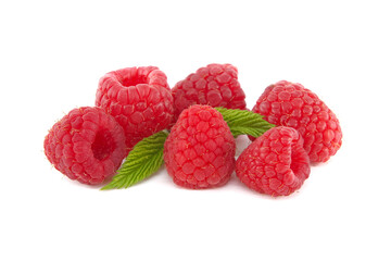 Raspberry berries isolated on white background
