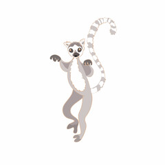 Vector hand drawn Illustration of dancing funny lemur on white background isolated © Fleur*Design