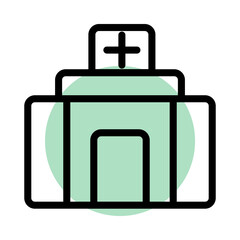 Hospital building flat outline icon illustration 