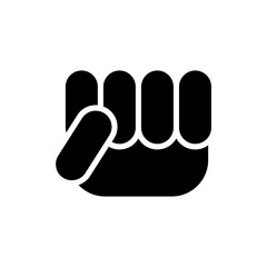 Fingers clenched into a fist. Black silhouette. Simple minimal vector illustration on white background.