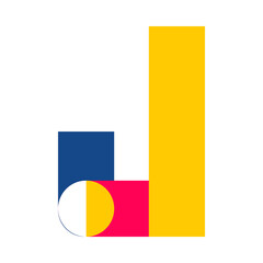 Modern Abstract geometric j Uppercase alphabetical font flat design. J letter	