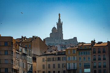 Fototapeta na wymiar France. Bouche-du-Rhone (13) Marseille. The Basilica of Notre Dame de la Garde