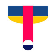 Modern Abstract geometric T Uppercase alphabetical font flat design. T letter