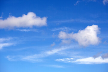 Beautiful sky landscape with calm white clouds high in the stratosphere on a sunny serenite day
