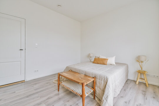 Spacious bedroom in modern flat