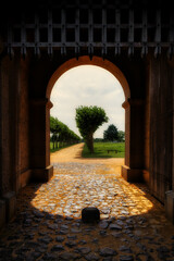 Ancient roman gate in Xantens archaeological park