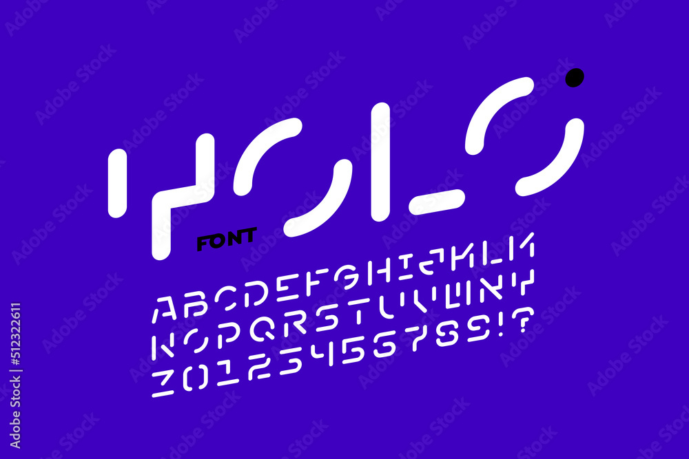 Poster minimal style font design, alphabet letters and numbers vector illustration