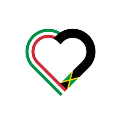 unity concept. heart ribbon icon of italy and jamaica flags. vector illustration isolated on white background