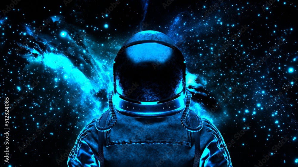 Wall mural astronaut in outer space. cosmonaut in spacesuit. weightlessness. galaxy.