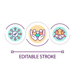 Support local communities loop concept icon. Social development. Empowering social groups abstract idea thin line illustration. Isolated outline drawing. Editable stroke. Arial font used
