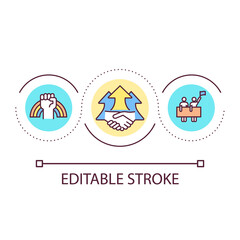 LGBT protest loop concept icon. Community movement. Social activities. Pride and diversity abstract idea thin line illustration. Isolated outline drawing. Editable stroke. Arial font used