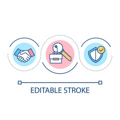 Job loss insurance loop concept icon. Employment protection. Workplace and career guarantee abstract idea thin line illustration. Isolated outline drawing. Editable stroke. Arial font used