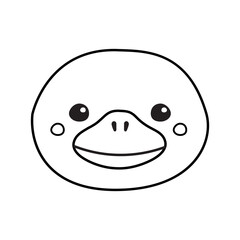 Vector flat hand drawn outline platypus duckbill face head isolated on white background