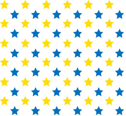 Vector seamless pattern of flat Ukraine flag stars isolated on white background