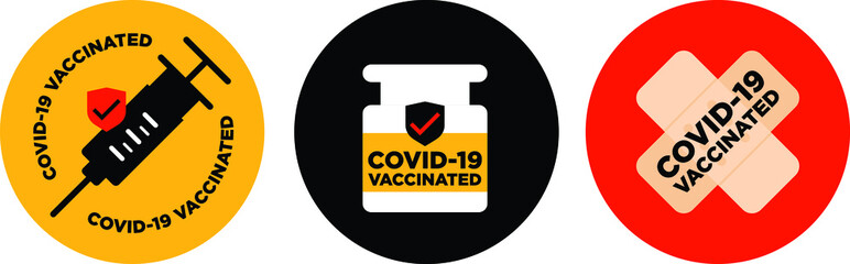 stop covid-19 vaccine icon badge signage