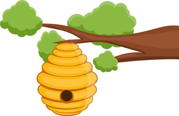 Bee tree hive clipart design illustration
