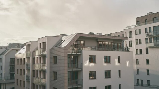 Modern apartment house building in Europe timelapse
