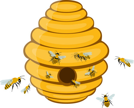 Bee Tree Hive Clipart Design Illustration