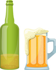 Beer mug and bottle clipart design illustration