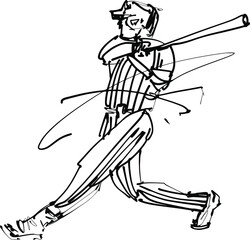 Fototapeta premium black and white illustration of the baseball players silhouettes
