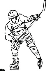 black and white illustration of the hockey player silhouette