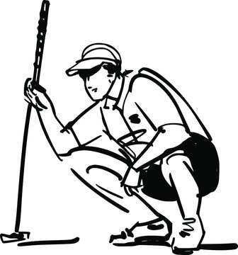 sketch of a golfer person with a golf stick