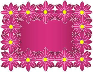 Beautiful decorative frame made of blooming pink flowers with empty space in the middle for text or message