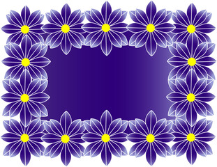 Beautiful decorative frame made of blooming violet flowers with empty space in the middle for text or message