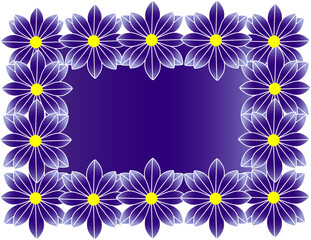 Beautiful decorative frame made of blooming purple flowers with empty space in the middle for text or message	