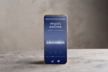 Streaming service. Listen music online concept online music player app on smartphone