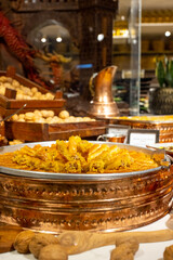 Turkish baklava. Ramadan sweets. Ramadan background. Sweet food. Smorgasbord buffet in hotel 