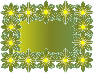 Beautiful decorative frame made of blooming green flowers with empty space in the middle for text or message